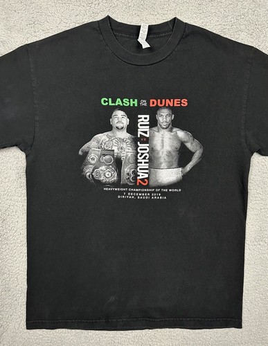 Clash On The Dunes Ruiz vs Joshua 2 Heavyweight Champ Fight Black T-Shirt Size L - Picture 2 of 11