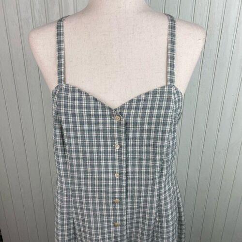 Vintage J. Crew grün kariertes Midikleid mit Knopfleiste Damengröße 4 Cottagecore - Bild 4 von 8