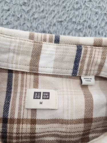 Uniqlo Shirt Womens Medium Brown Plaid Long Sleeve Button Up Cotton Ladies Adult - Imagen 3 de 8