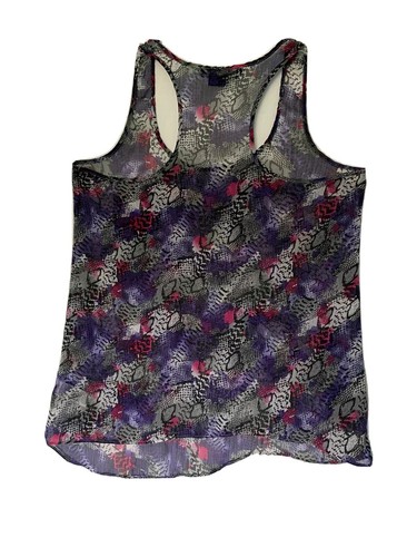 Miley Cyrus Tank Top Sheer Polyester Purple Gray Racerback Asymmetrical Junior L - Bild 4 von 4