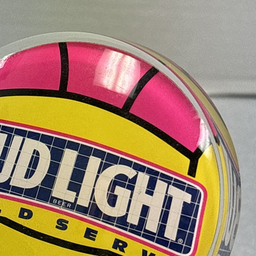 Vintage Bud Light Volleyball Pink Yellow Cold Serve Beer Tap Handle Pull #196 - Picture 8 of 12