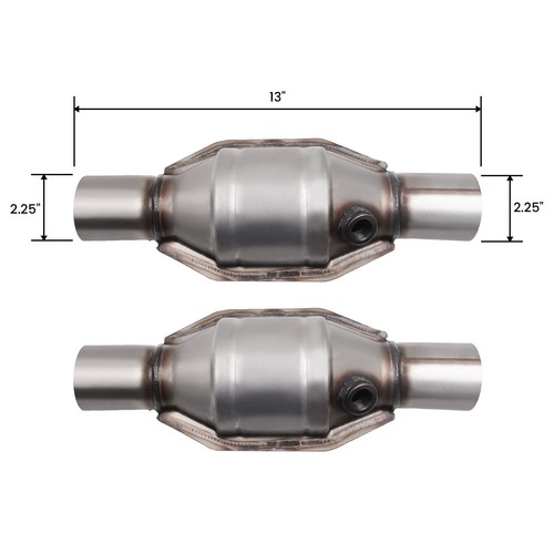 2PCS Universal Catalytic Converters 2.25" Inlet/Outlet 13" Length EPA Approved - Picture 2 of 10