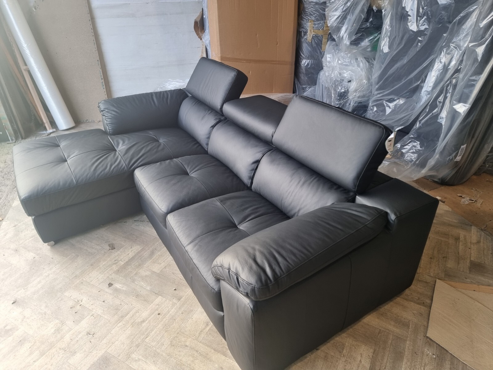 Valencia Black Leather Corner Sofa eBay