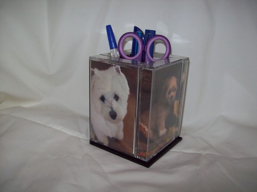 Dog Themed Upcycled hand decorated Cassette pen holder/Handmade - Picture 3 of 7