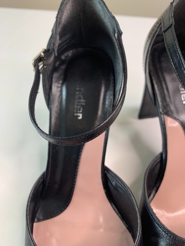 Vintage Sandler Black Leather Ankle Straps High Heels Peep Accent (AU 9B/EU 40) - Picture 9 of 11