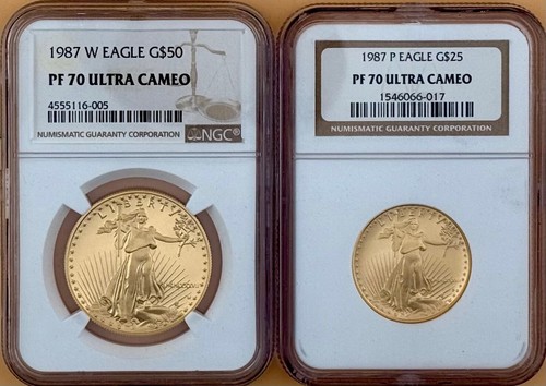 1987 American Gold Eagle Proof 2-Coin Year NGC PF70 BROWN LABEL - Picture 7 of 7