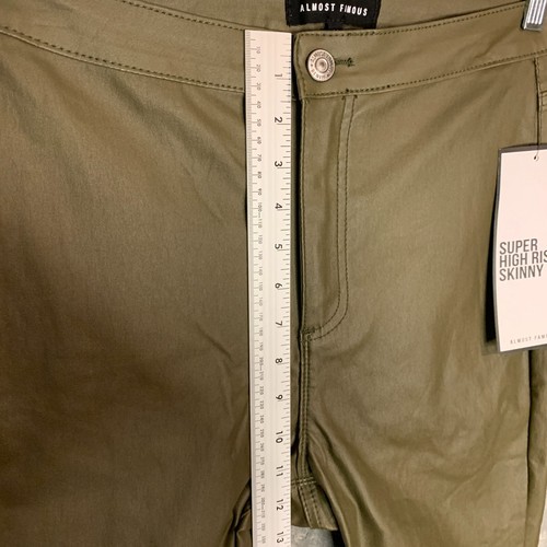 Almost Famous Womens Faux Leather Super High Rise Skinny Stretch Green Pants 11 - Bild 7 von 10
