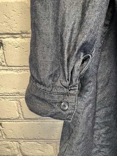 Women's Miley Cyrus Maxazria Long Sleeve Button Up Top - Indigo - Size XL  - Picture 10 of 11