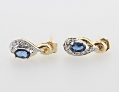 0.66 TCW Created Sapphire Three Stone Round Earrings Solid 14K Yellow Gold Studs 0.66 TCW Created Sapphire Three Stone Round Earrings Solid 14K Yellow Gold Studs