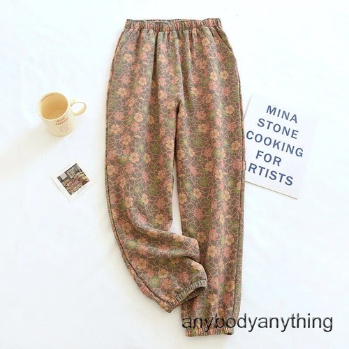 Nuevo pijama para mujer primavera y verano 100 % algodón pantalones informales florales pantalones - Imagen 5 de 34