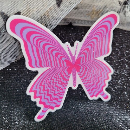 Butterfly Lover | Psychedelic Purple Pink | Butterfly Shaped Vinyl Sticker Cute - Picture 3 of 5