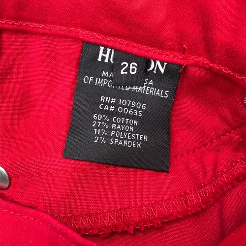 Pantalones de mezclilla Hudson Nico para mujer 26 28 W 30 L rojos tiro medio súper ajustados elásticos EE. UU. - Imagen 3 de 10
