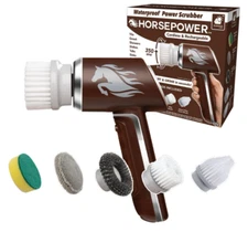 Electric Power Scrubber, Waterproof, Spins 350 RPM, 5 Brush Heads AS-SEEN-ON-TV