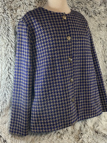 Maggie Sweet Vintage Women’s Large Blue Gold Lions Head Buttons Blazer Jacket - Picture 3 of 12