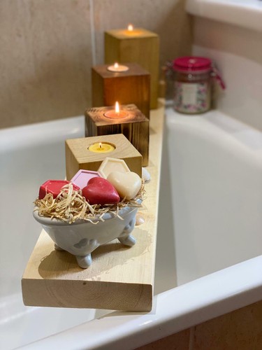 Rustic Solid Wooden Chunky Tea light Candle Holder Handmade inUK Oak Effect Gift - Picture 8 of 48