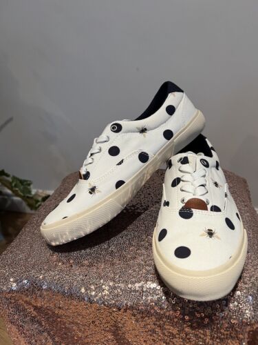 JOULES Brighton Trainers Pumps UK 5 & 7 White Navy Spot Bee Print FREEPOST OD67 - Picture 17 of 23