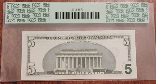 *Star Note* - Fr. 1986-E $5 - Federal Reserve Note - 66PPQ Gem New - Picture 2 of 2