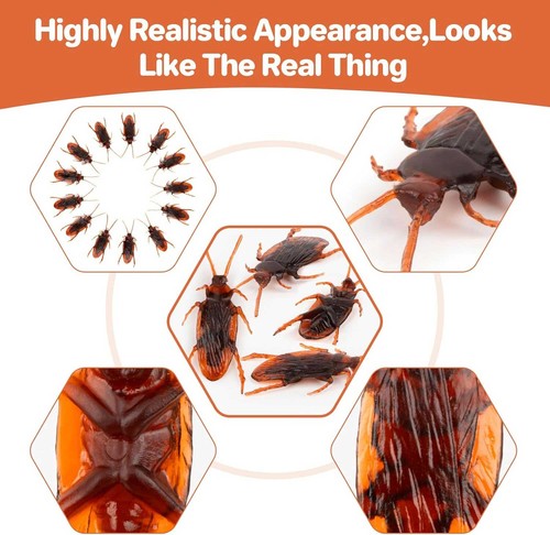 150pc Fake Roaches Reaiistic Plastic Fake Cockroach Creepy Bug Prank Scary Toy - Picture 18 of 24