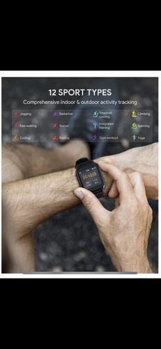 Smartwatch Fitness Tracker 12 Activity Modes Waterproof Black - Zdjęcie 2 z 8