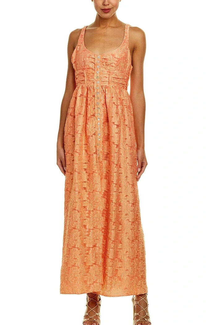 FREE PEOPLE 4 300 Fresh As Daisy Vintage Coral Peach Lace Floral