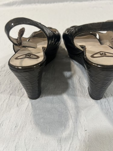 Madeline Wedge Platform Reptile Print Open Heel &Toe Buckle Sling Back Size 6.5M - Picture 7 of 14