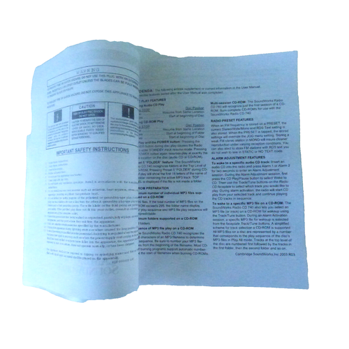Cambridge SoundWorks Radio CD 740 AM FM CD Alarm Manual - Picture 5 of 8