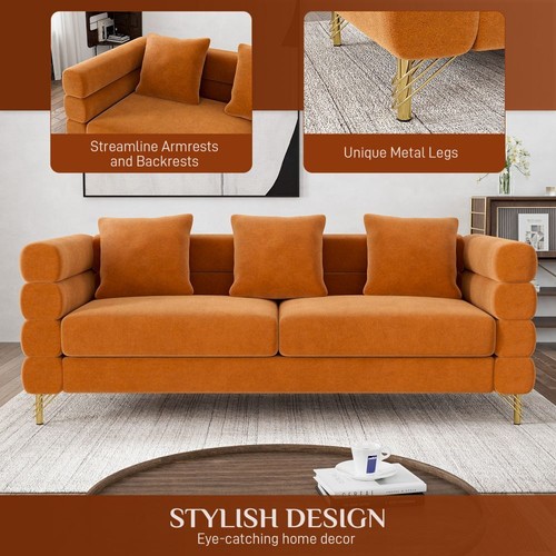 Modern Comfy Velvet Cloud Sofa Couch 2/3 Seater Large Loveseat with 2/3 Pillows - Picture 84 of 120