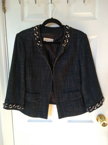 Michael Kors Damen Blazer Größe 10 Jacke Kettenakzente Blau - Bild 1 von 9