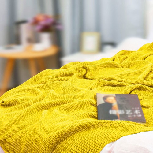 Soft Warm 100% Cotton Knitted Throw Blanket Home Decor Sofa Couch Bed 16 Colors - Picture 12 of 16
