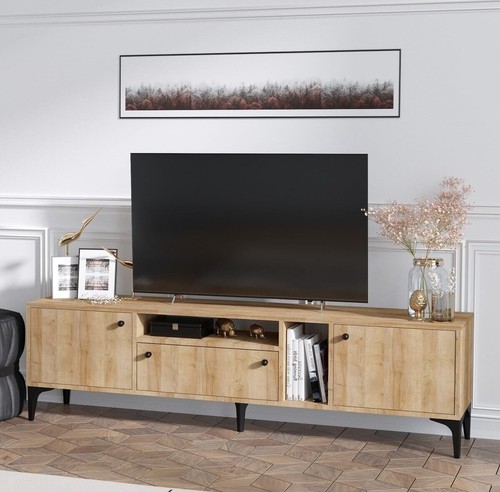 PENNY TV Stand/TV Unit 180 cm /4-Door/2-Shelf/Sapphire Oak/Modern Retro Design
