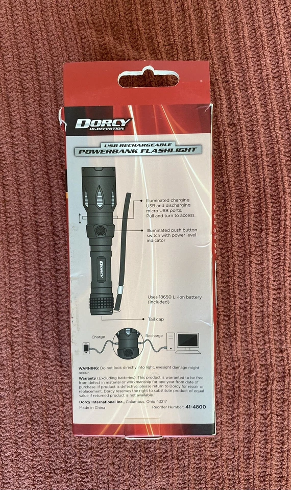 NOVA Lanterna Power Bank Recarregável Dorcy 41-4800 520 Lúmens - Imagem 2 de 4