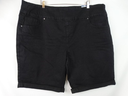 Terra & Sky Women's Jean Shorts Plus Size 3X Black Denim Bermuda Pull On Shorts