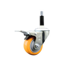 3 Inch Yellow Poly Swivel 7/8 Inch Expanding Stem Caster Total Lock Brake SCC