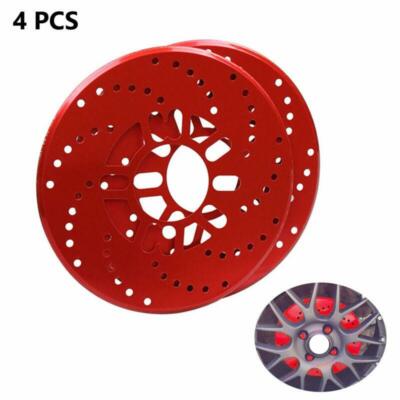 4X Car Aluminum Alloy Wheel Brake Disc Cover Decorative Rotor Cross Drilled Red
