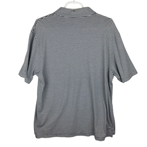 Peter Millar Mens Polo Shirt Seaside Wash Size Large Blue White Striped Golf - Picture 6 of 6