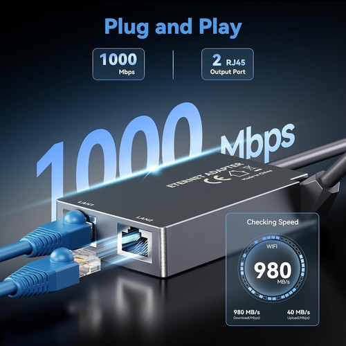 Starlink Ethernet Adapter Dual-Port Gen 2 for Router & Mesh System High-Speed - Photo 3/4