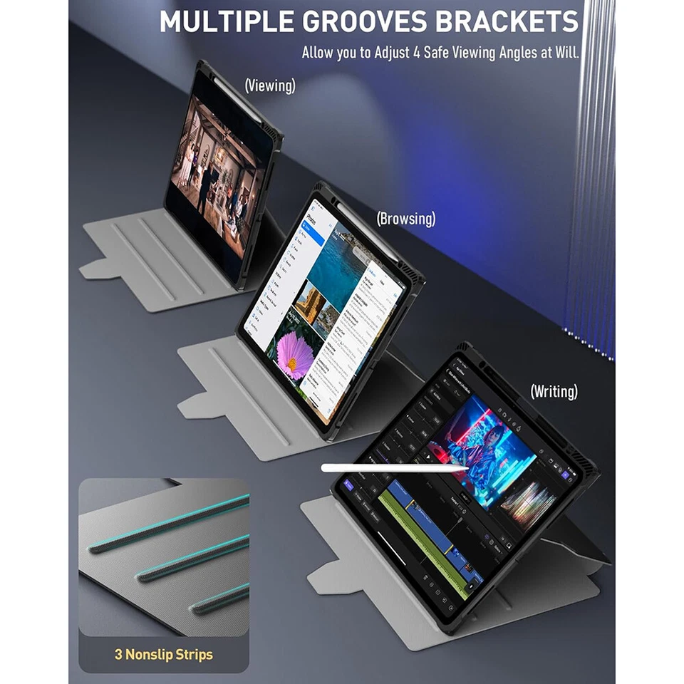 For iPad Air 13 2025/2024 Case iPad Pro 12.9 2022 TripleLayers Smart Cover Black - Image 3 of 4