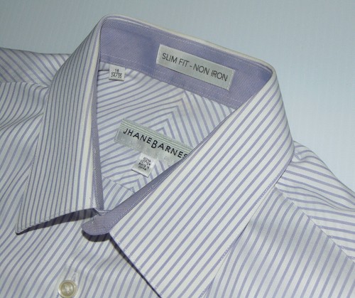 Jhane Barnes Mens Slim Fit Purple Stripe Button Front Shirt Size Large - Picture 2 of 10