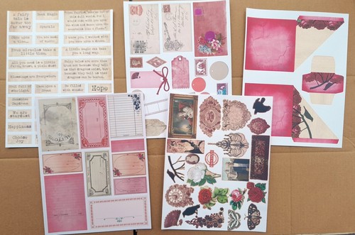 Rot Zum Selbermachen Kit Junk Journal 10 Blatt Papier Sammelalbum Ephemera Gothic Vintage - Bild 3 von 8