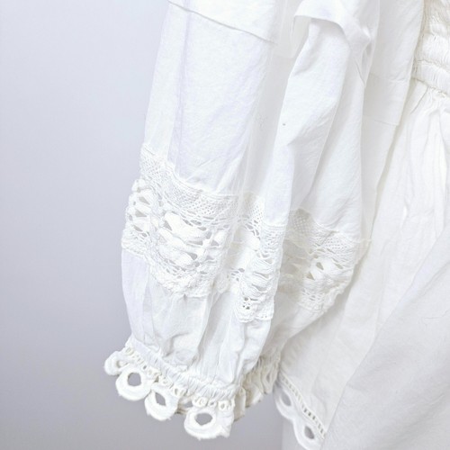 Forever That Girl - Cutwork Yoke Babydoll Blouse - White - XS - UK 6-8 - Picture 3 of 8