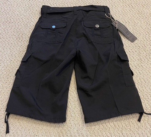 Pantaloncini uomo verticali casual neri con cintura tasca cargo nuovi con etichetta TUTTE LE TAGLIE - Foto 5 di 6