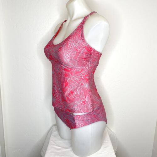 Prana Tankini Swimsuit Set Womens 34D Small Medium Pink Blue Floral 2 Piece - Picture 2 of 6