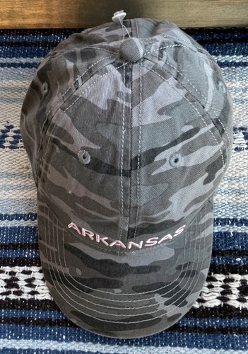 ✅NEW Pink Embroidery Arkansas Gray Camo Canvas Cap Hat ONE SIZE Adjustable Strap - Picture 9 of 10