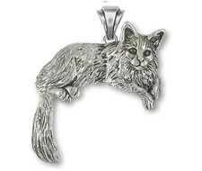 Maine Coon Angel Jewelry Sterling Silver Handmade Maine Coon Cat Pendant MNC1-P