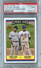 2006 TOPPS U&H UH326 DEREK JETER & JOSE REYES HOF PSA 9 MINT YANKEES METS DUO