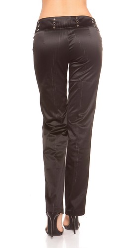 SeXy Miss Damen Business Satin Stoff Hose Nadelstreifen glanz 36 38 40 schwarz - Bild 2 von 11