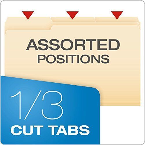 Pendaflex Essentials File Folders, 1/3 Cut Tab, Legal, 100 Folders (PFX-753-1/3) - Picture 2 of 3