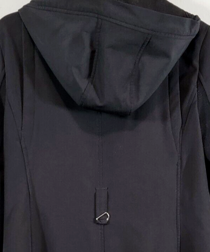 Calvin Klein Women XS Double Breasted Hood Black Trench Coat Zip Snap Lined - Picture 12 of 23