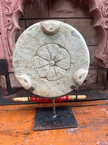 Ancient Marble Stone Hand Carving Plate/Disk with Rolling Pin/Roller Decorative - Picture 9 of 14