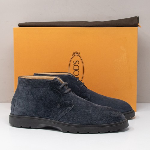 Tod's Gomma Navy Blue Suede Ibrido Chukka Desert Boots, Size 7 UK (8 US) - Picture 1 of 9